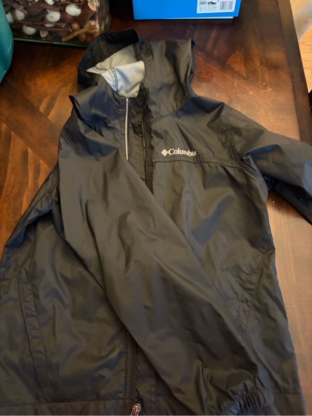 Columbia Kids Black Hooded Rain Jacket